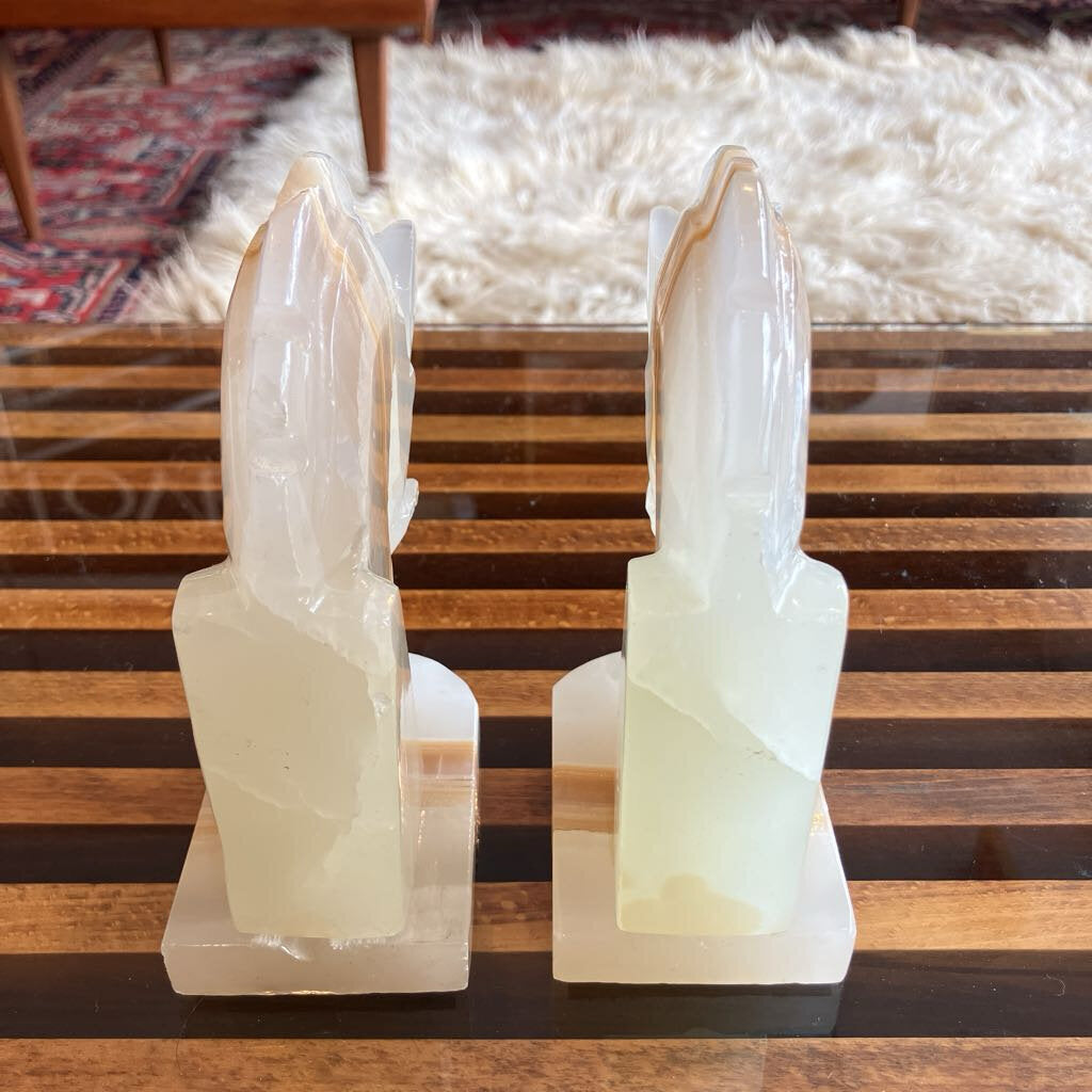 Vintage Alabaster Horse Head Book Ends