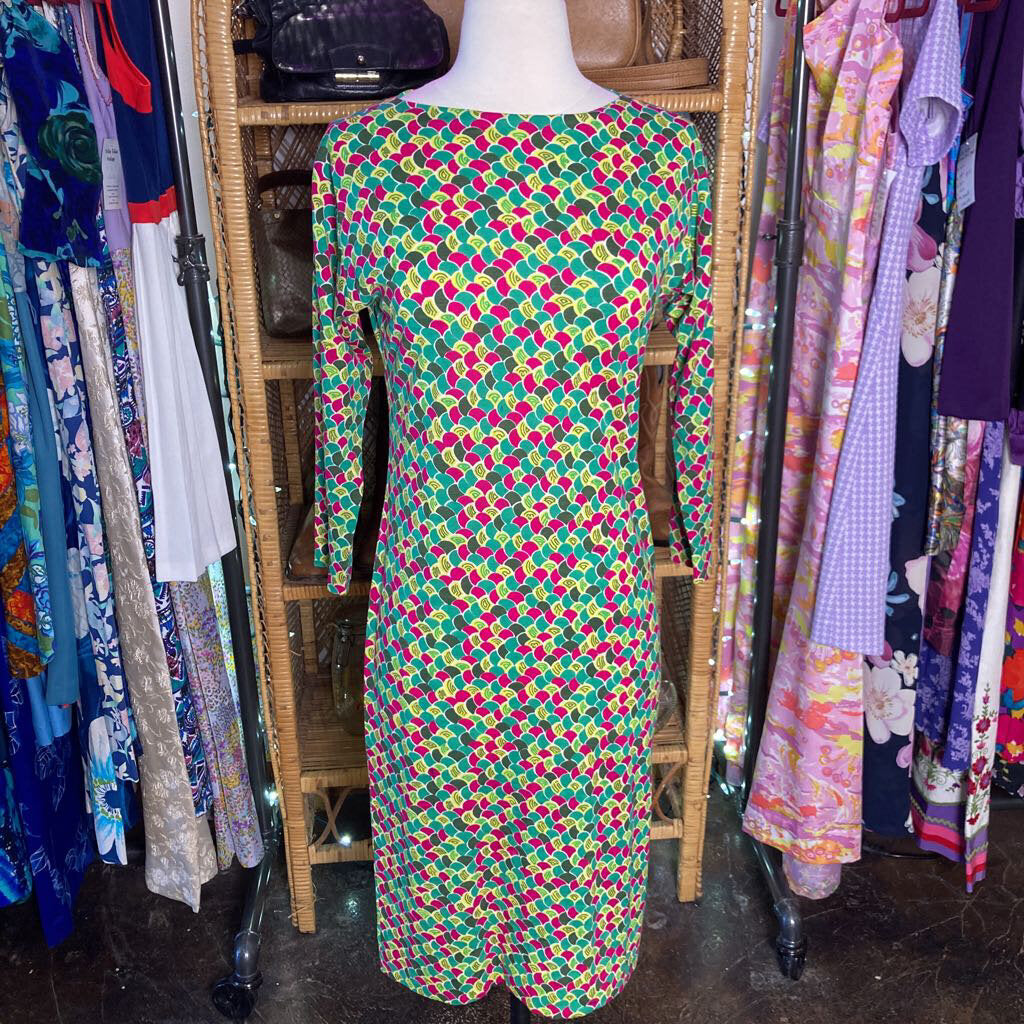 1960s Emilio Pucci Green and Pink Geometric Mod Dress