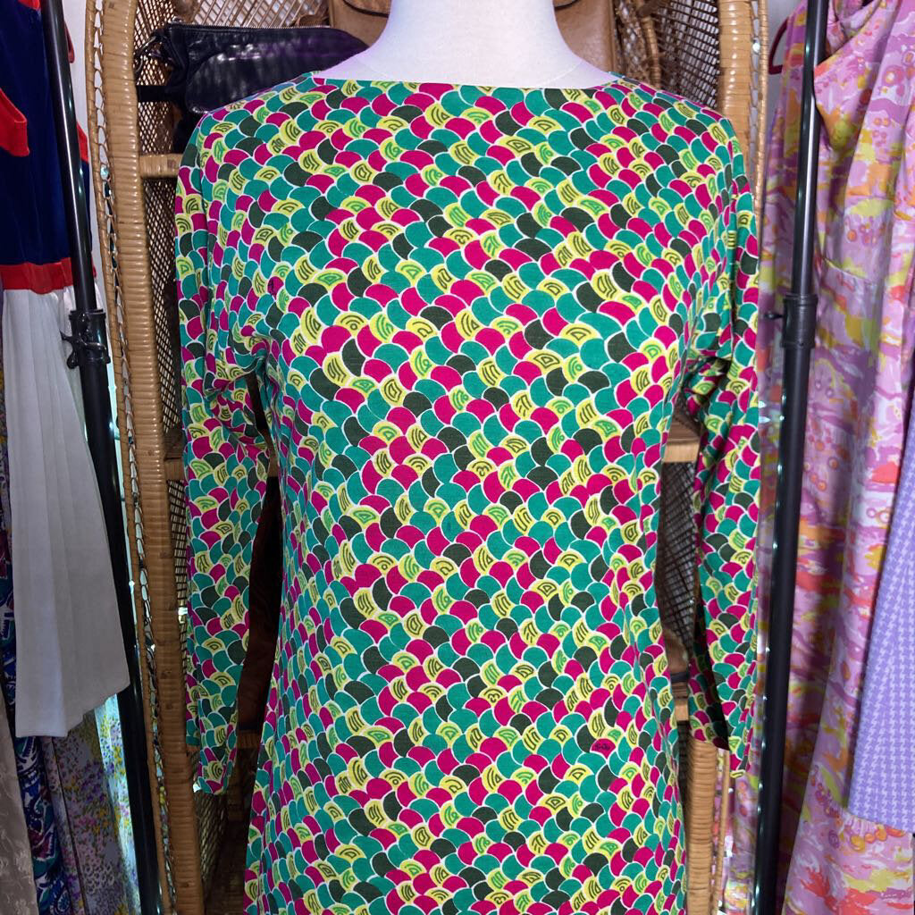 1960s Emilio Pucci Green and Pink Geometric Mod Dress