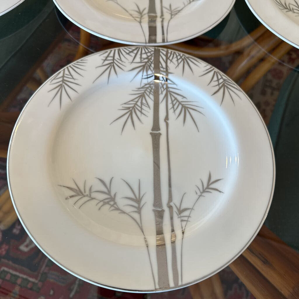 Vintage Kutani Hand Painted Bamboo Dinner Plates, Set of 5