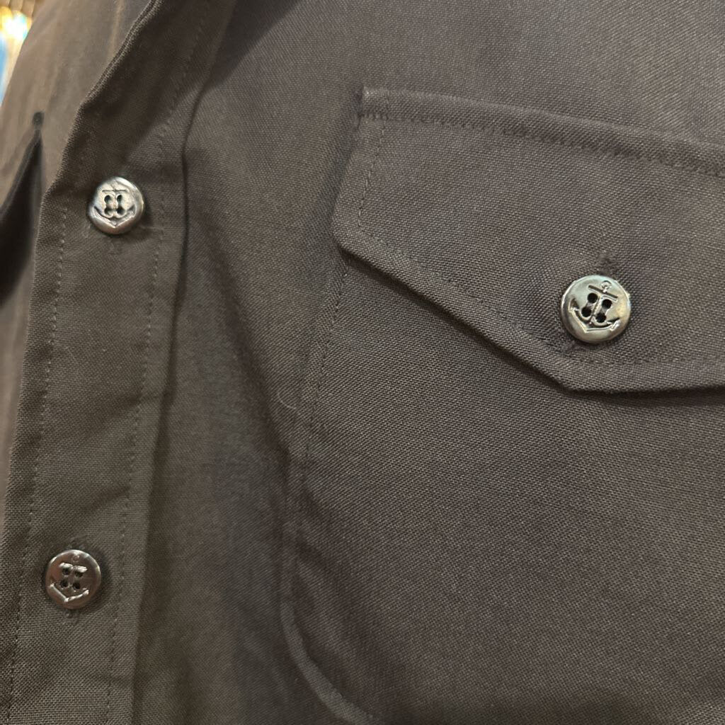 Vintage 1980s U.S. Navy Anchor Detail Buttons Black Shirt