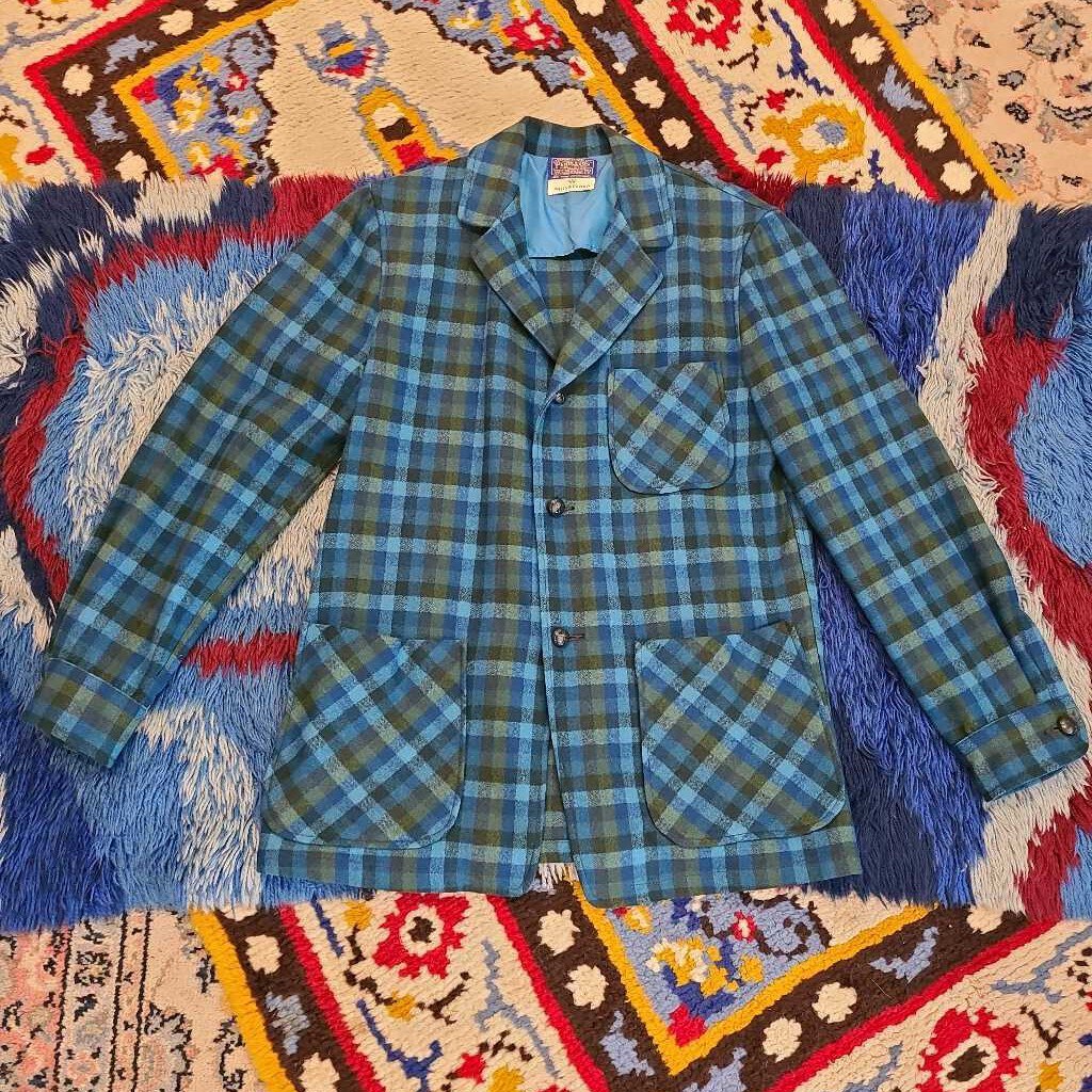 1960s Pendleton Blue Plaid Jacket