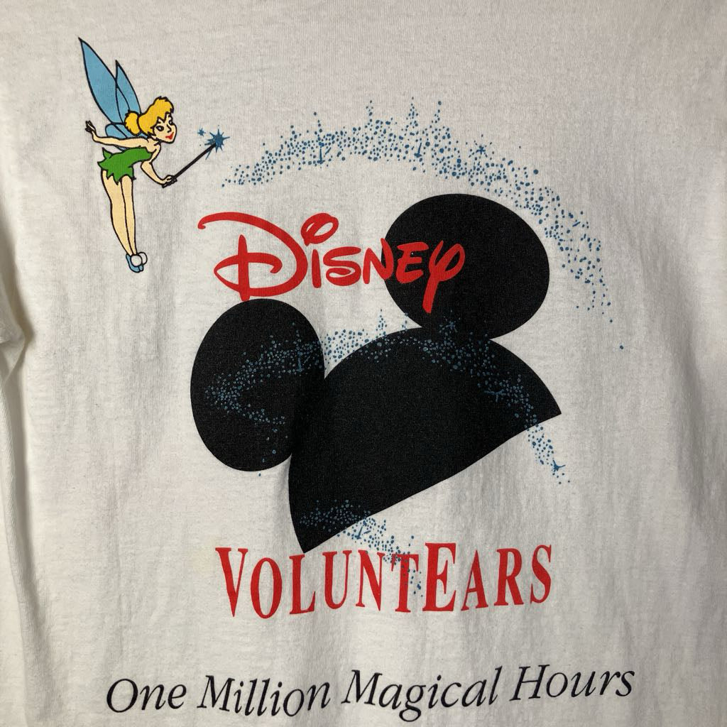 Disney Voluntears shirt with Mickey Mouse ears and Tinker Bell on a light gray background