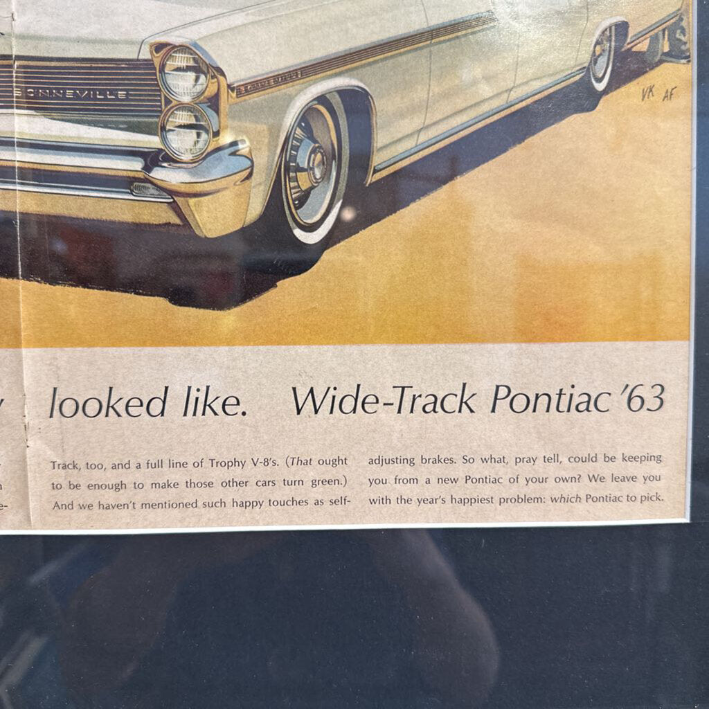 Framed & Matted 1963 Pontiac Advertisement