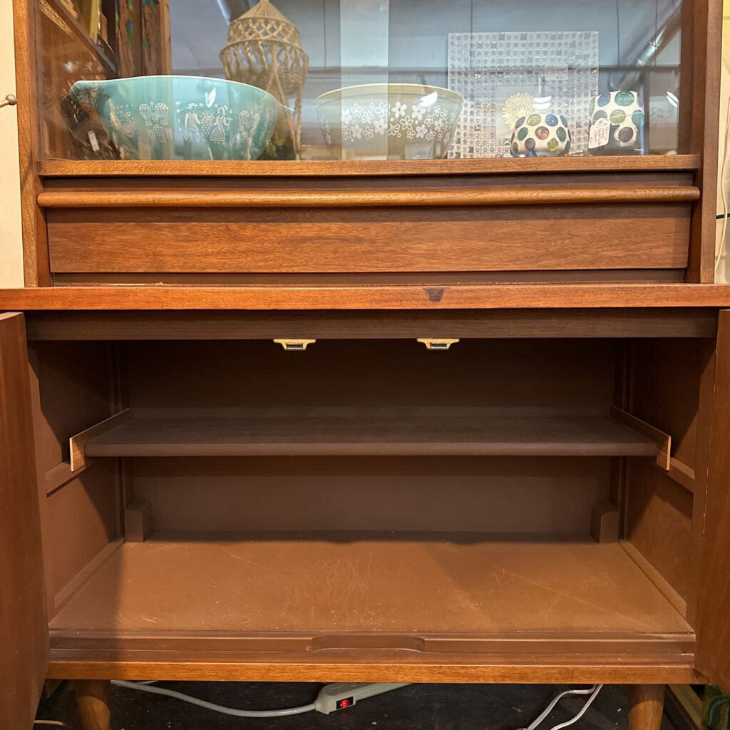 Mid Century Walnut China Cabinet by Bassett