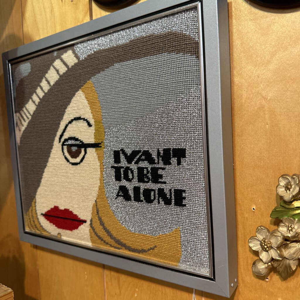 Cross Stitched "I Vant to Be Alone"