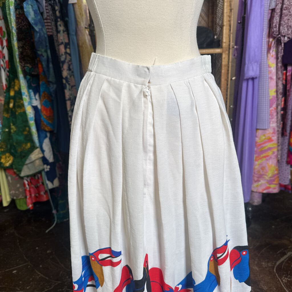 1970s White Bird Skirt