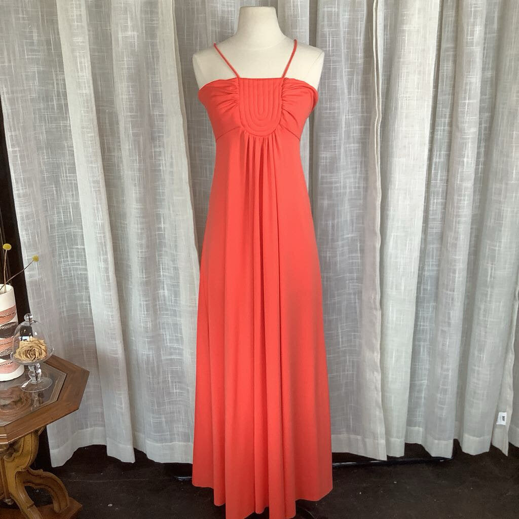 1990s Peach sleeveless maxi dress