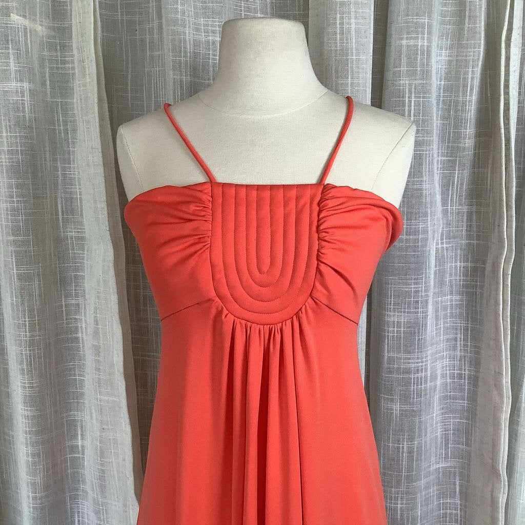 1990s Peach sleeveless maxi dress