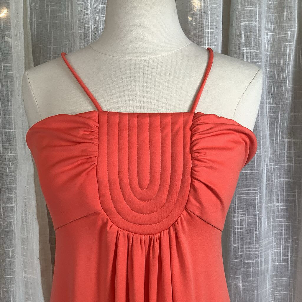 1990s Peach sleeveless maxi dress