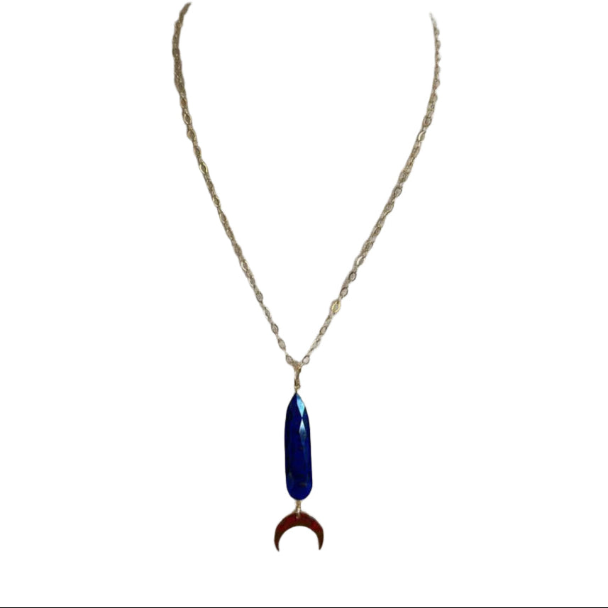 Lapis Gemstone Handmade 18" Gold Filled and Gold Plated Necklace 37