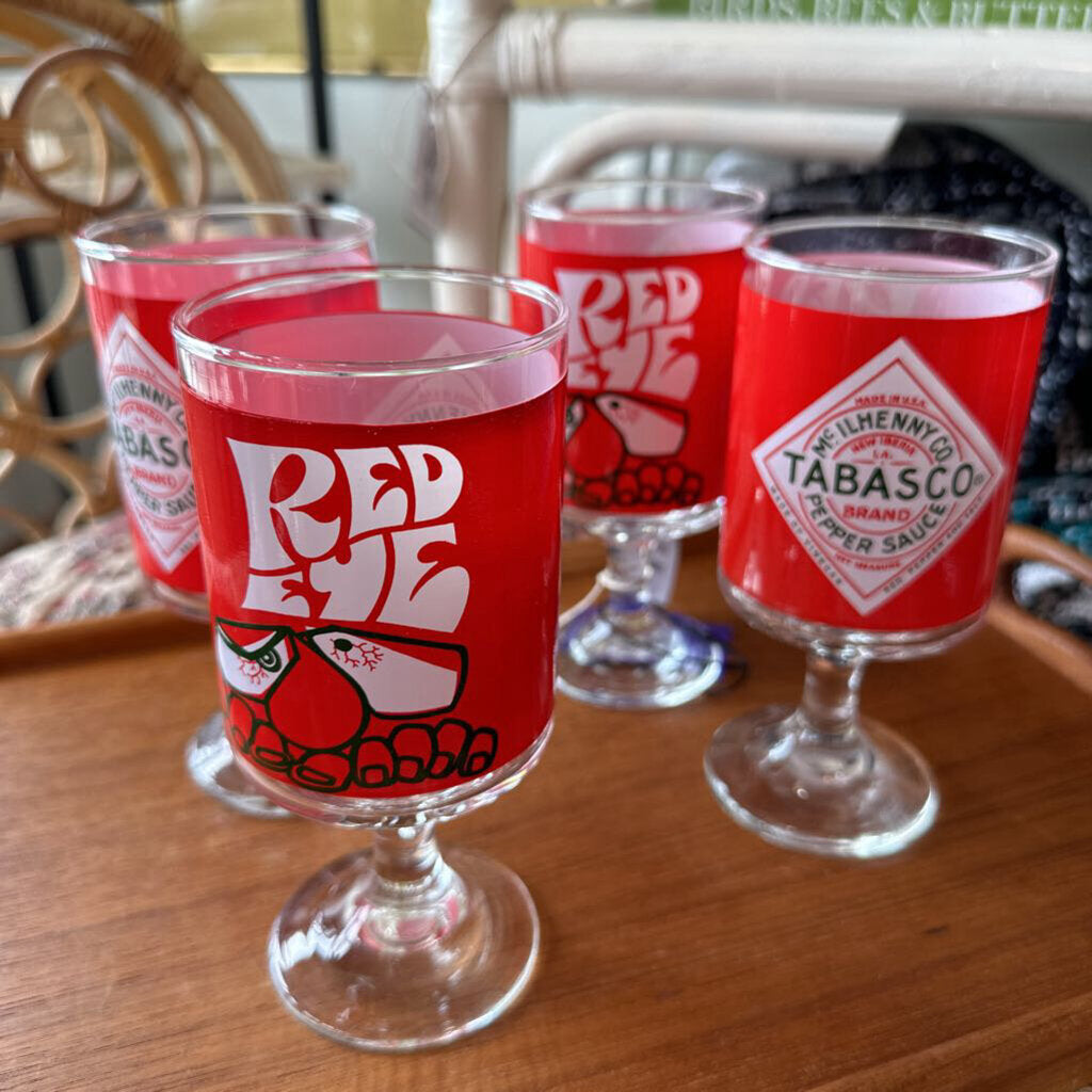 Tabasco Red Eye Pedestal Glasses set