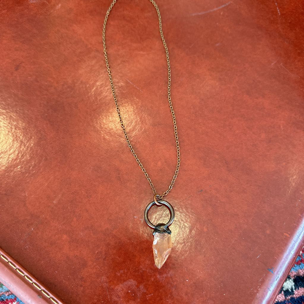 PL237-L Electroformed Hematite Quartz Necklace