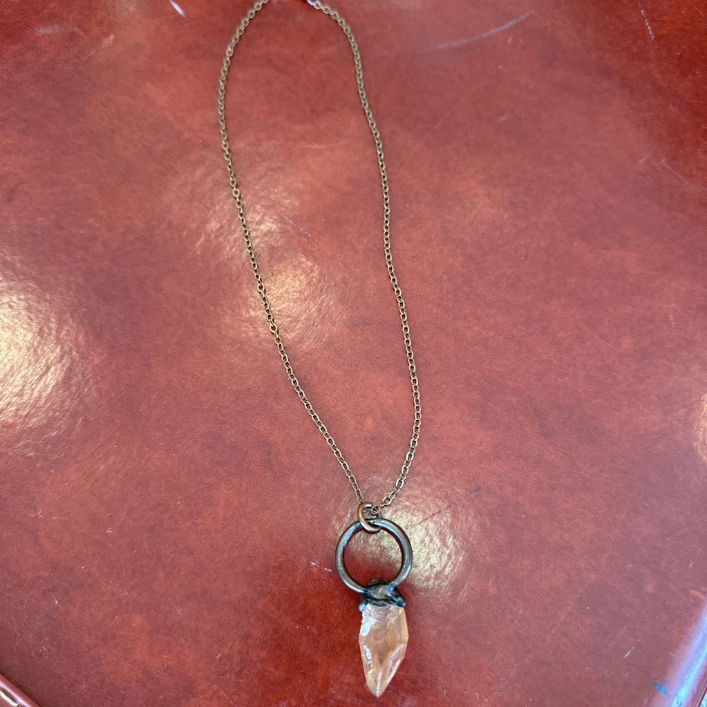 PL237-L Electroformed Hematite Quartz Necklace