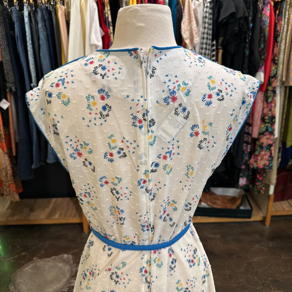 1970s Sleeveless Floral Sheer Dress