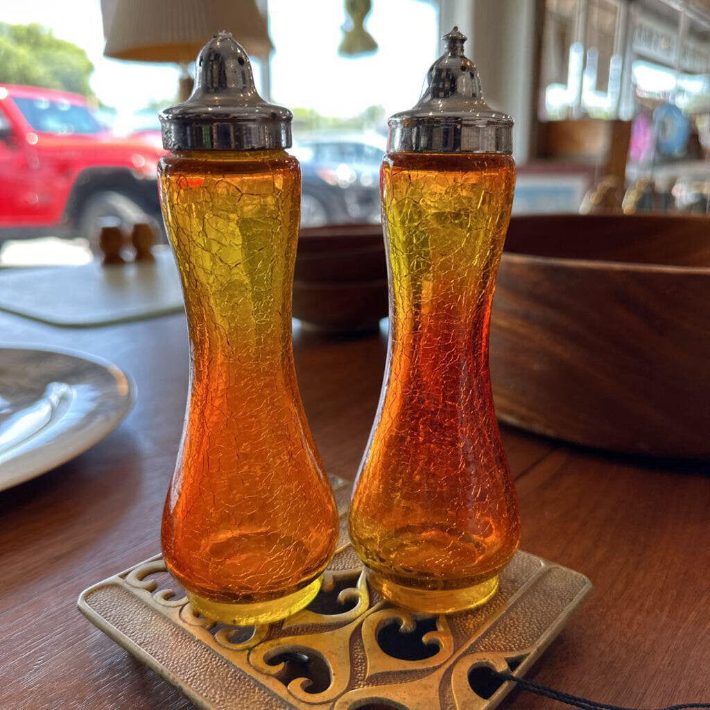 Kanawha Amberina Glass Salt and Pepper