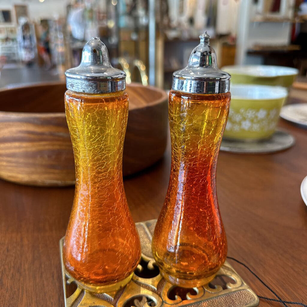 Kanawha Amberina Glass Salt and Pepper