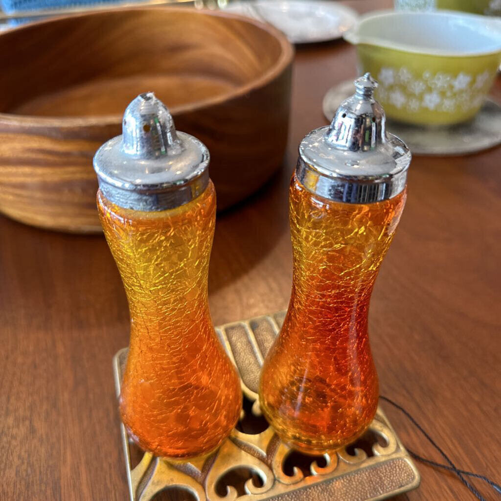 Kanawha Amberina Glass Salt and Pepper