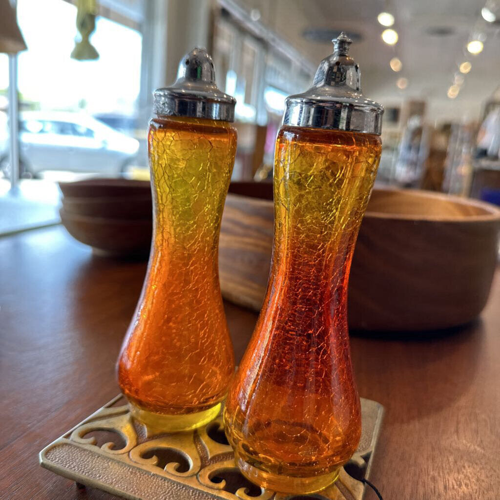 Kanawha Amberina Glass Salt and Pepper