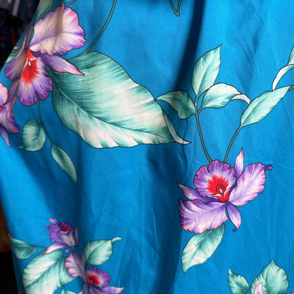 1980s Blue Hawaiian Dress