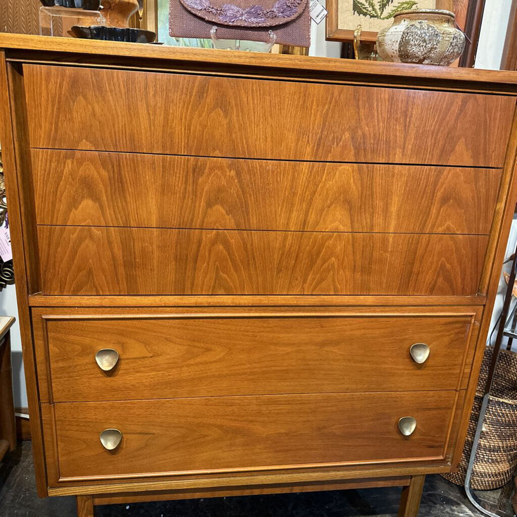 Stunning Vintage MCM Solid Walnut Highboy Chest of Drawers by Dixie