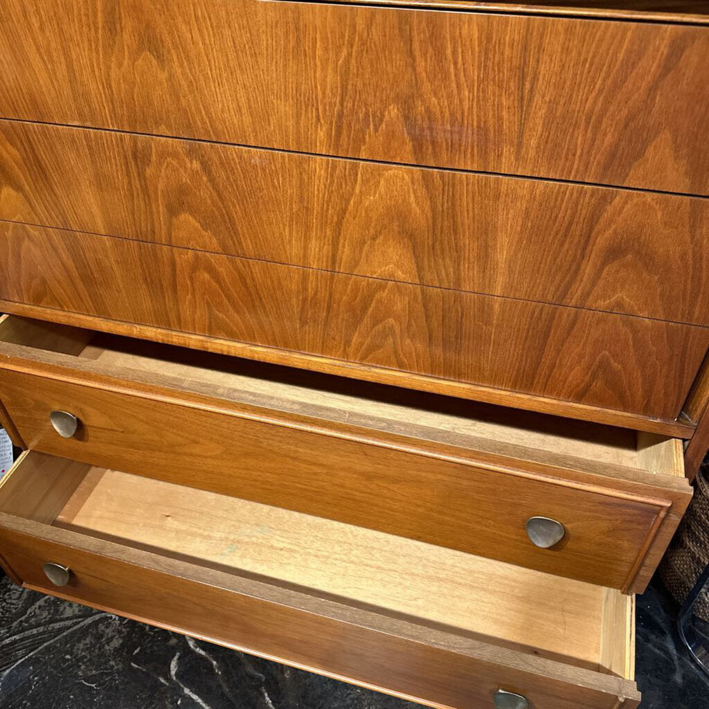 Stunning Vintage MCM Solid Walnut Highboy Chest of Drawers by Dixie