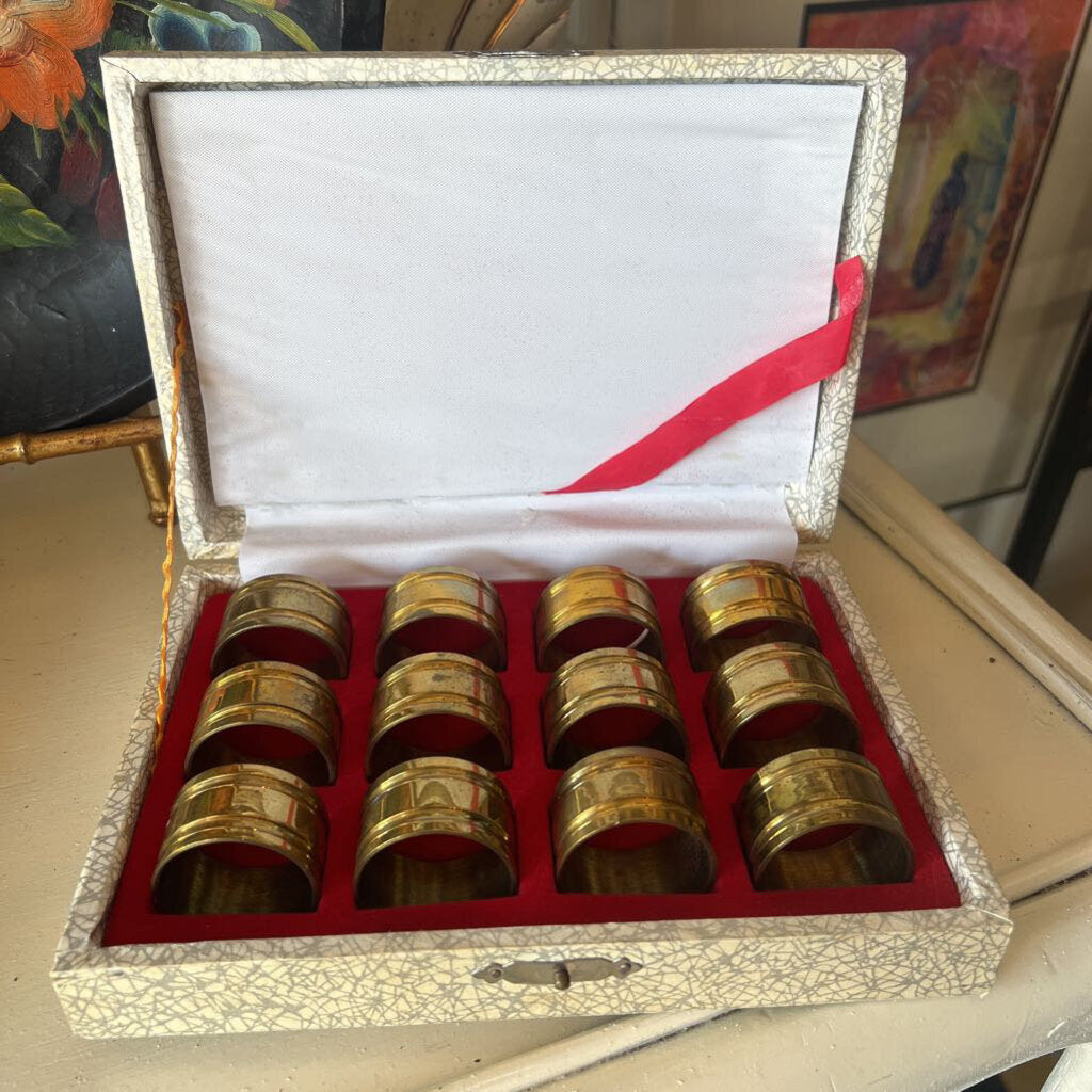 Vintage Brass Napkin Rings in Original Box