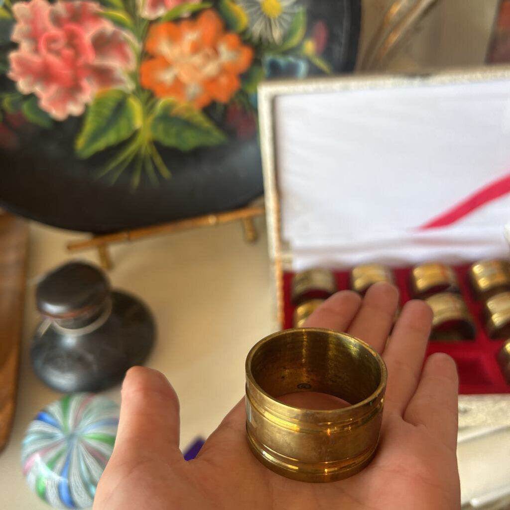 Vintage Brass Napkin Rings in Original Box