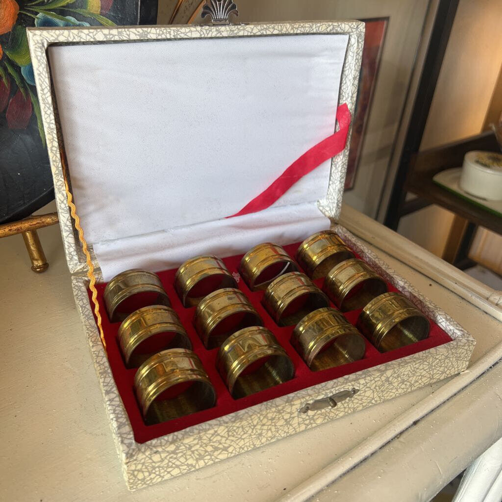 Vintage Brass Napkin Rings in Original Box