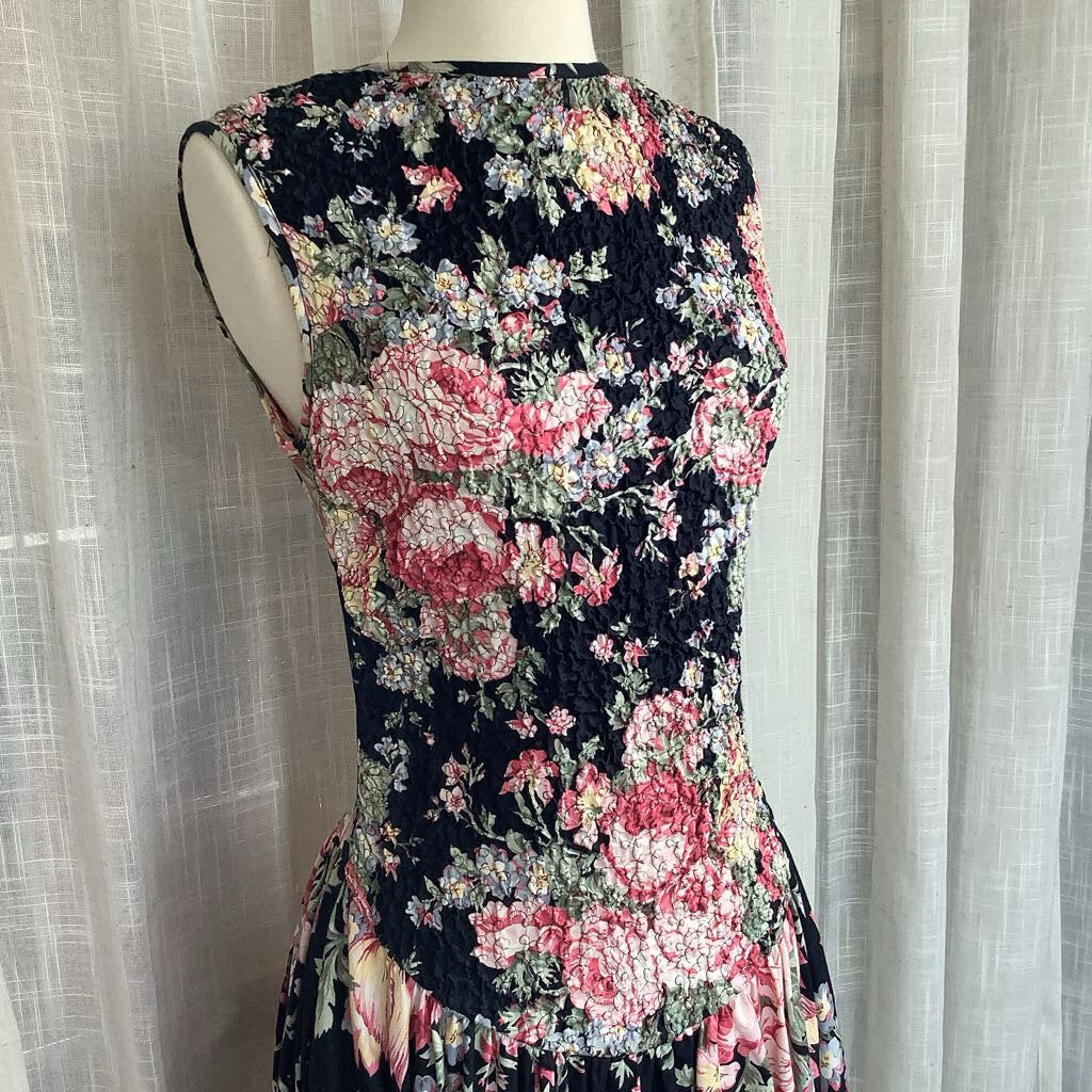 1980s E.D. Michaels Floral Dress