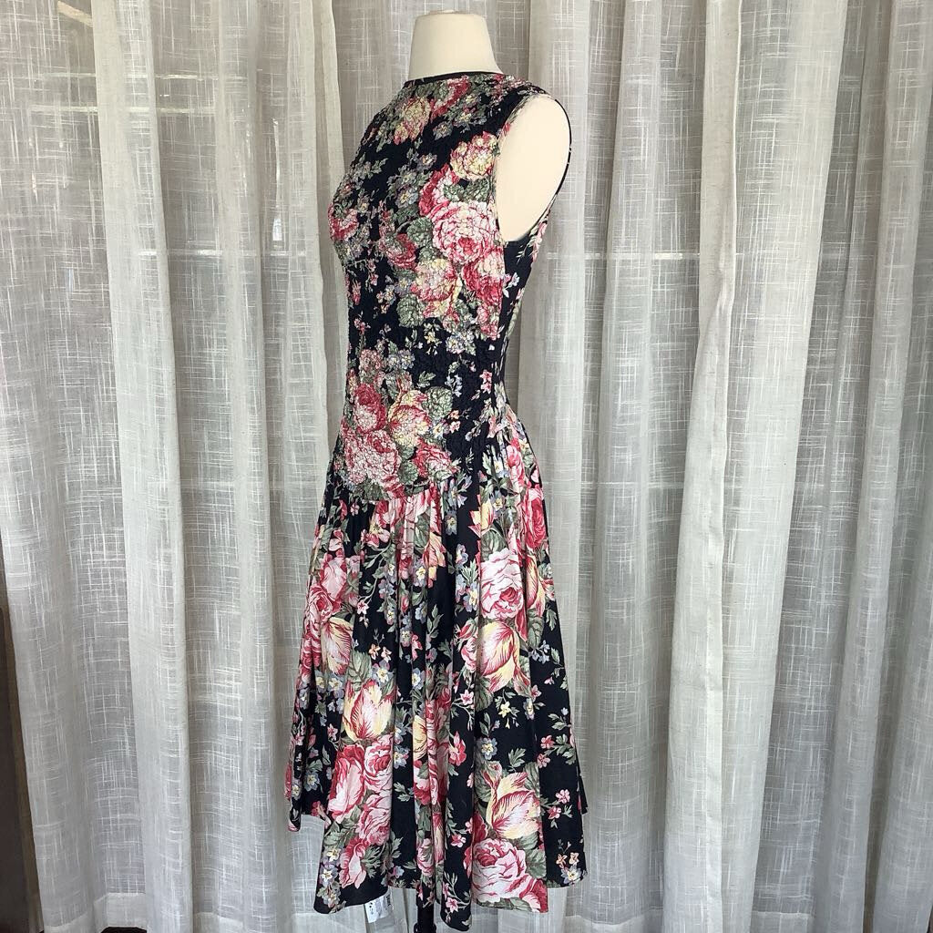 1980s E.D. Michaels Floral Dress