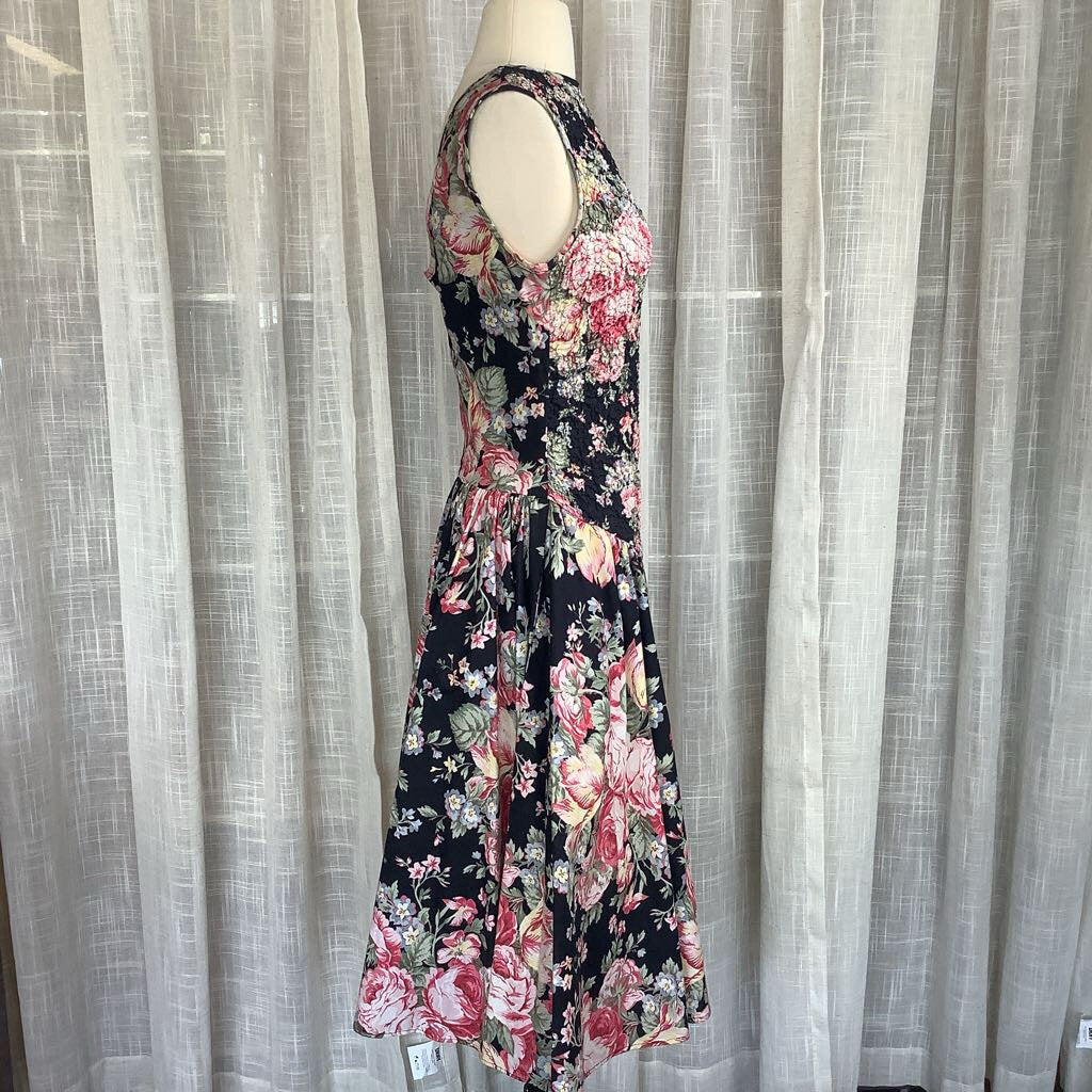 1980s E.D. Michaels Floral Dress