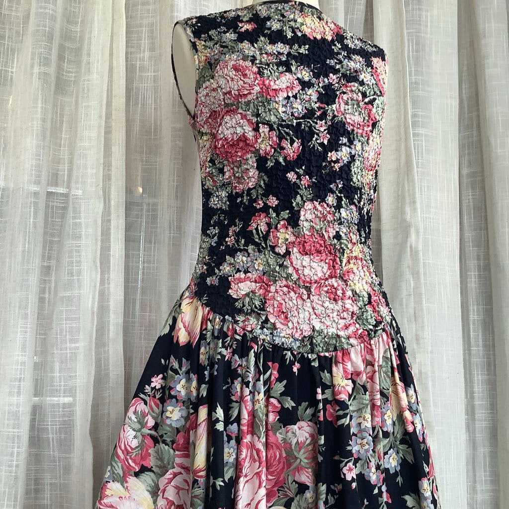 1980s E.D. Michaels Floral Dress