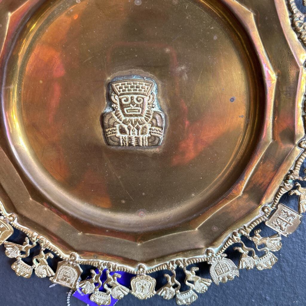 Vintage Brass Mayan Wall Art