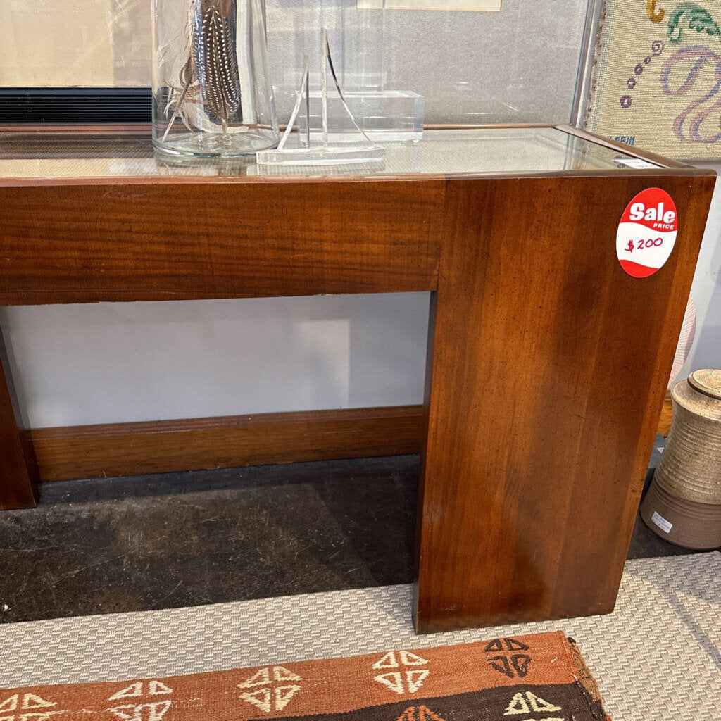 Vintage Console Table w/ Woven Glass Top - MidModMom