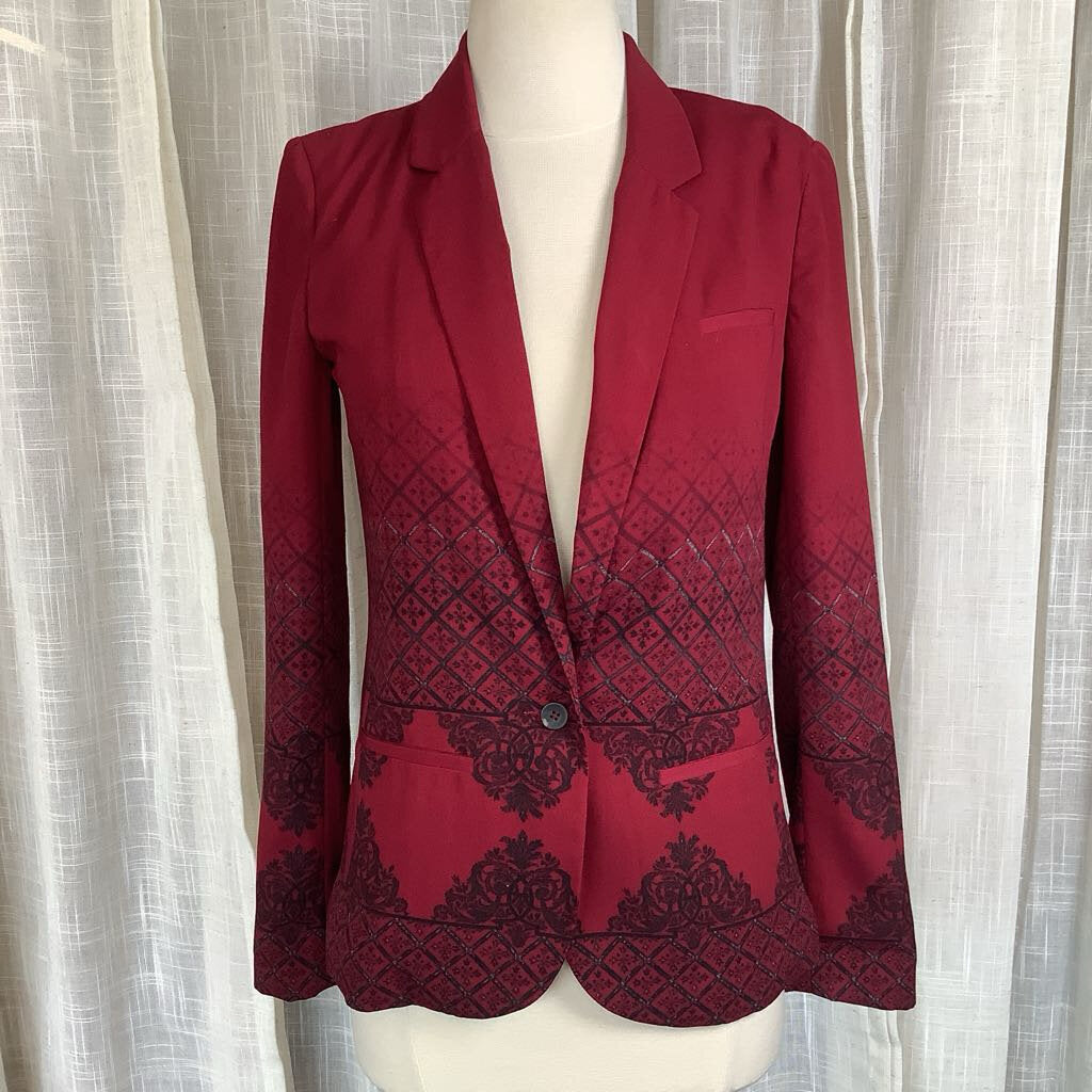 Burgundy Blazer with Black / Gray Pattern