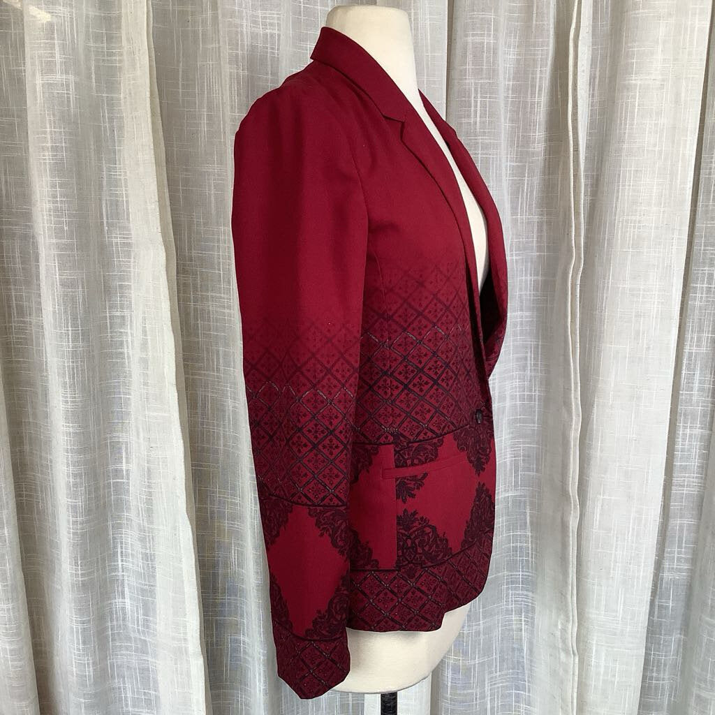 Burgundy Blazer with Black / Gray Pattern