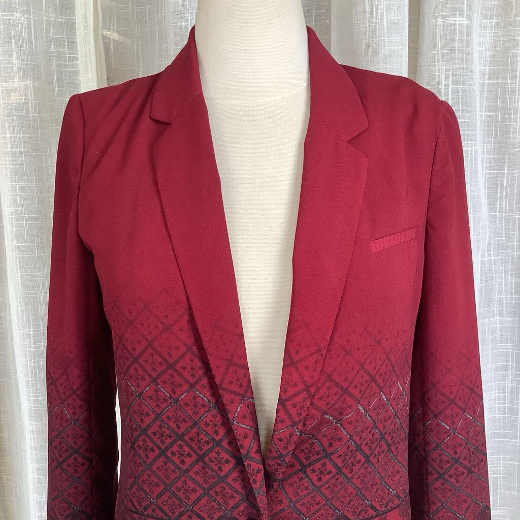 Burgundy Blazer with Black / Gray Pattern