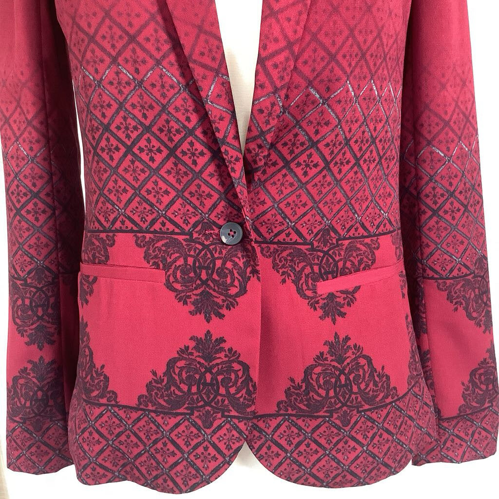 Burgundy Blazer with Black / Gray Pattern