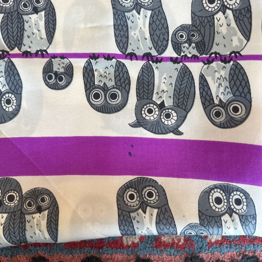 Vintage Authentic Miss Dior Silk Owl Scarf