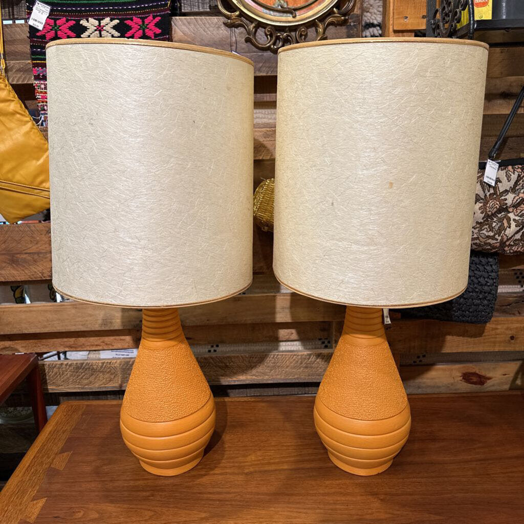 Mid Century Lamps with Original Shades (pair)