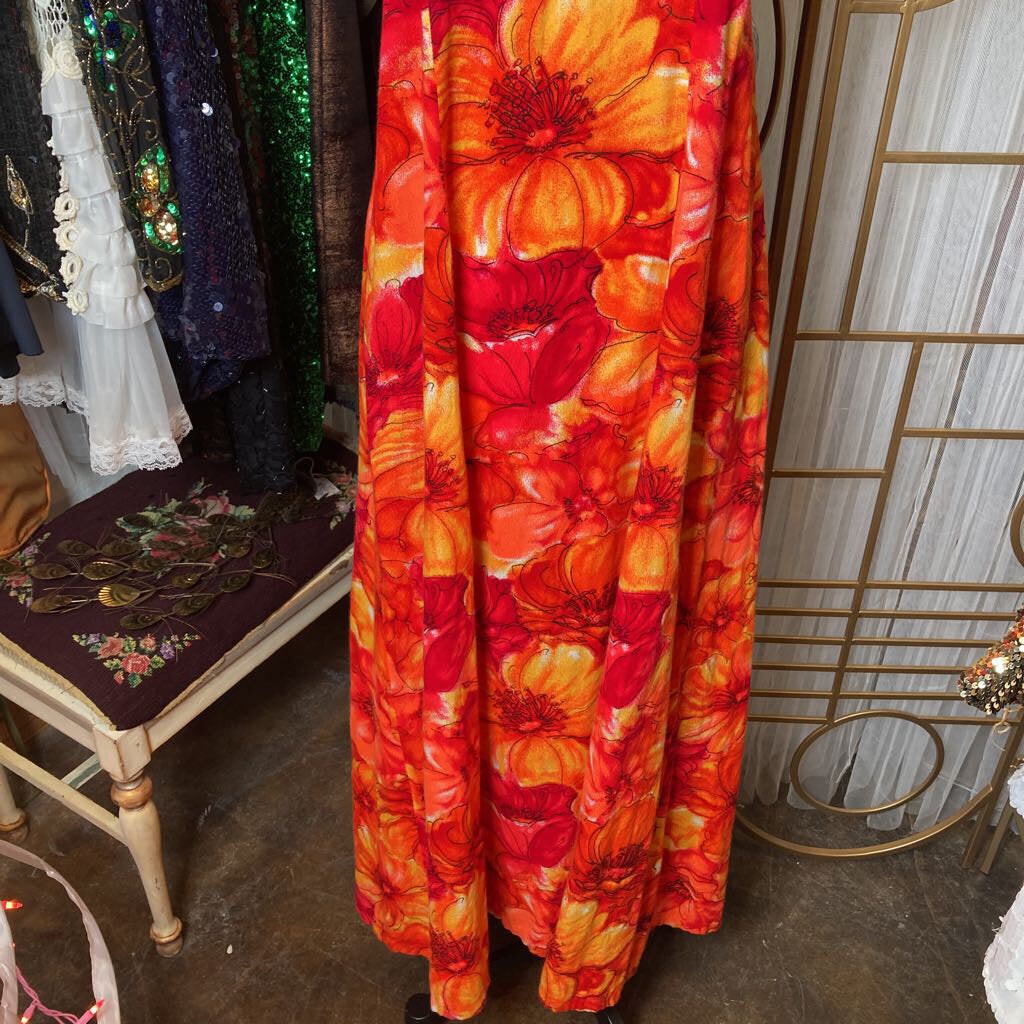 1970s Barkcloth Hawaiian Maxi