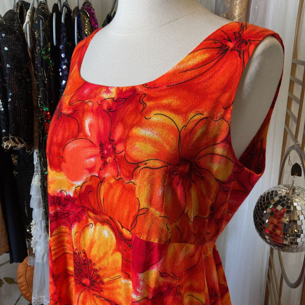 1970s Barkcloth Hawaiian Maxi