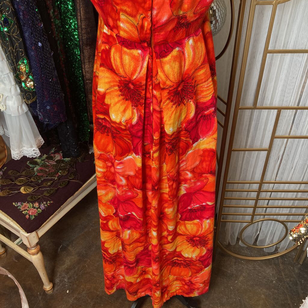 1970s Barkcloth Hawaiian Maxi