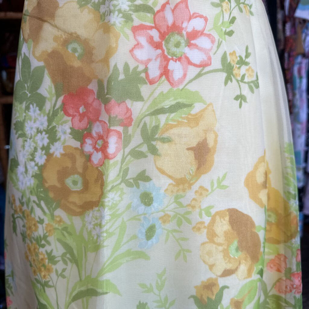 1970s Yellow Floral Maxi Dress