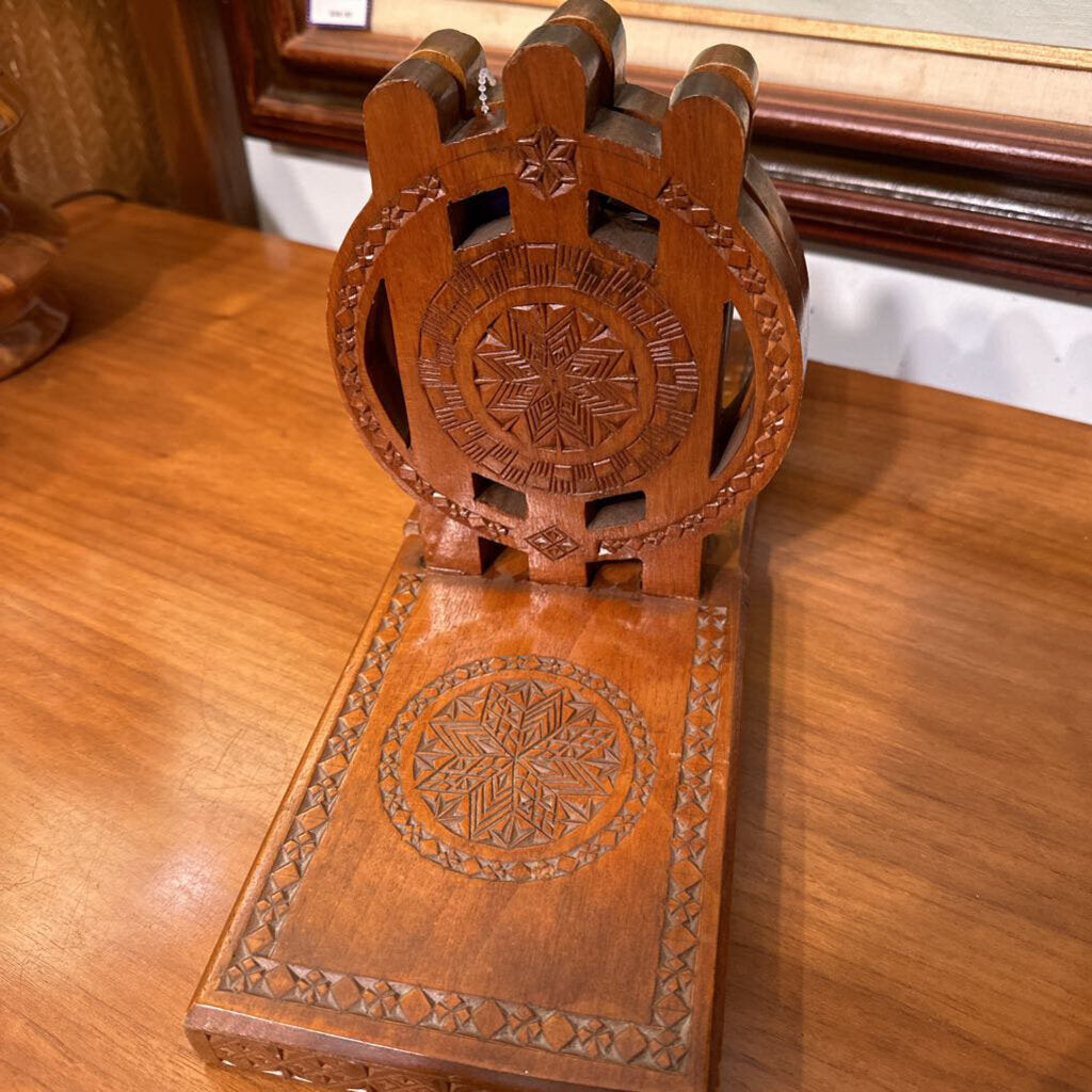 Set of Vintage Carved Wooden Bookends