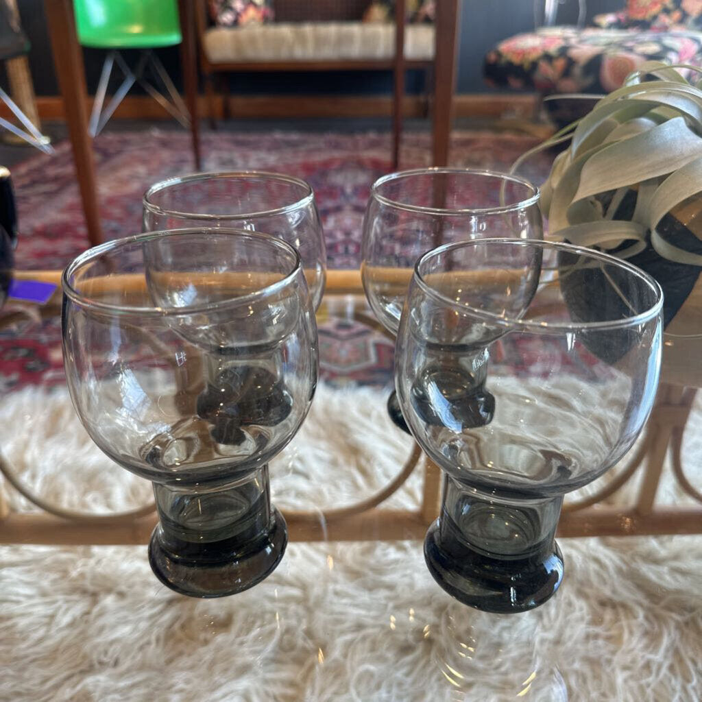 1960s Smoke Gray Pedestal Beer Glass Set