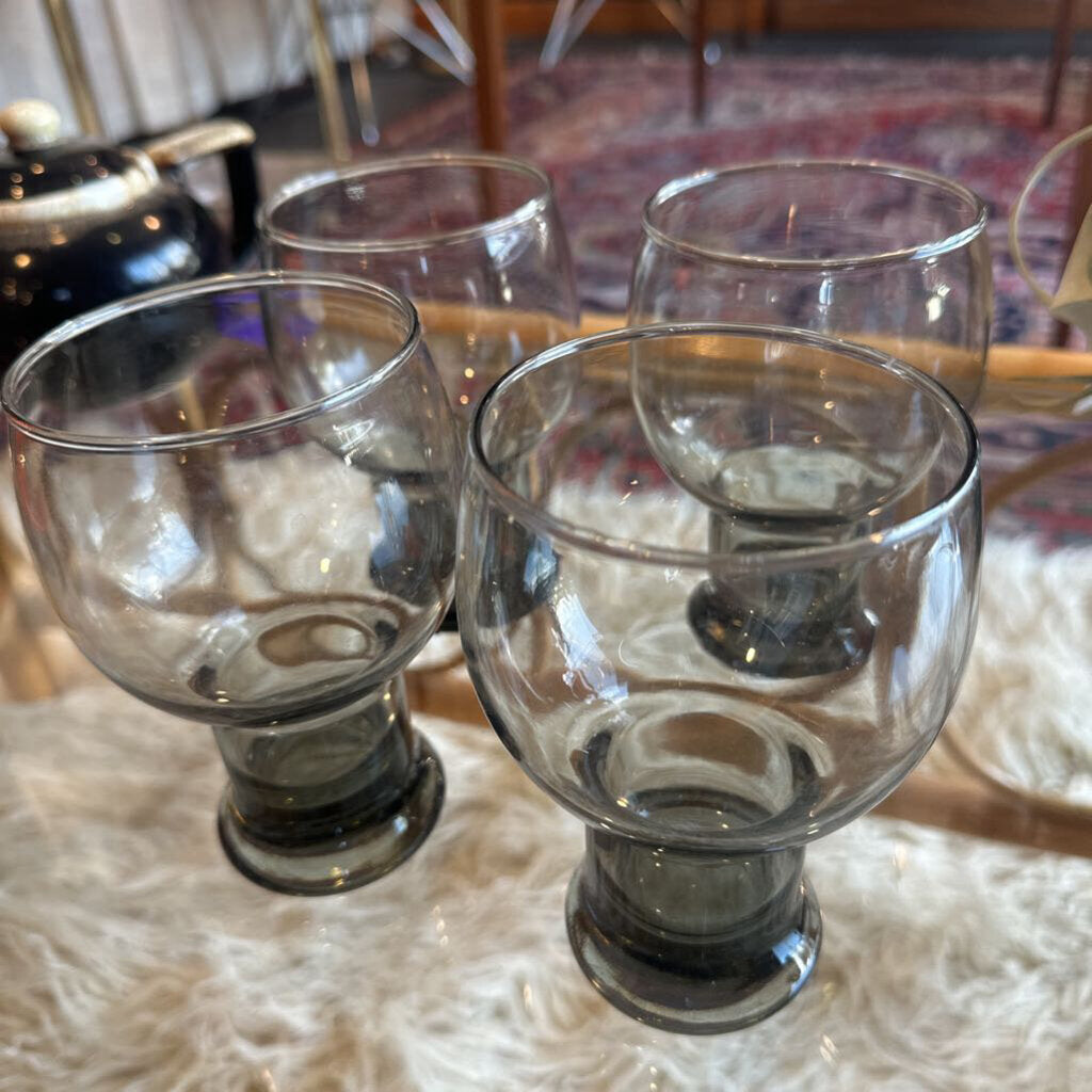 1960s Smoke Gray Pedestal Beer Glass Set