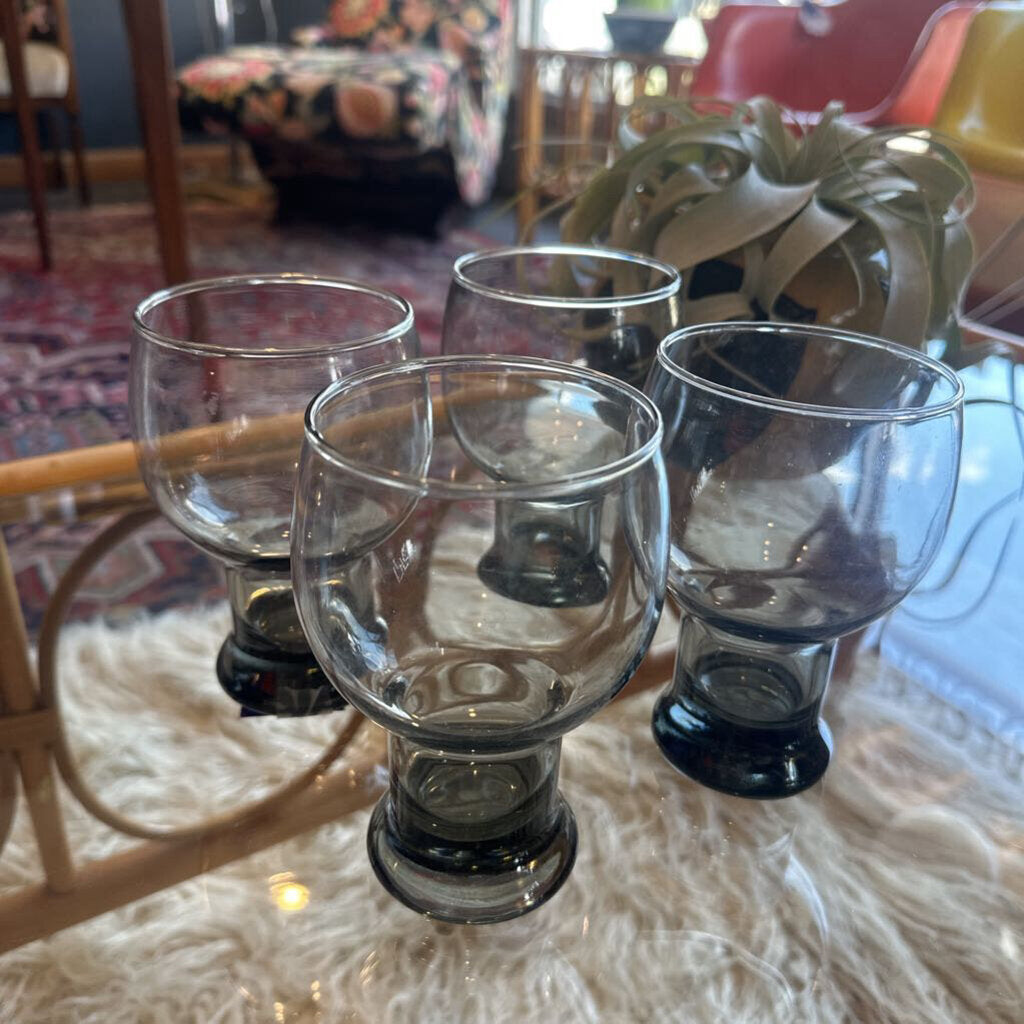 1960s Smoke Gray Pedestal Beer Glass Set