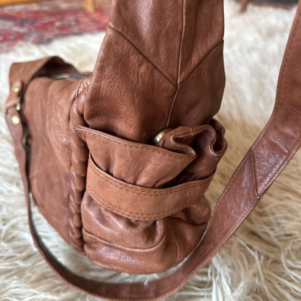 Vintage Giudi Leather Brown Italian Hobo Crossbody